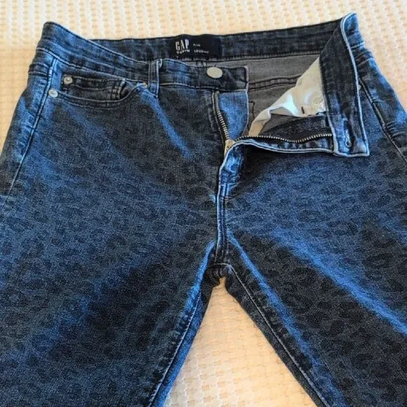 GAP Women's Dark Blue Leopard Print Skinny Jeans Leggings - Picture 7 of 11